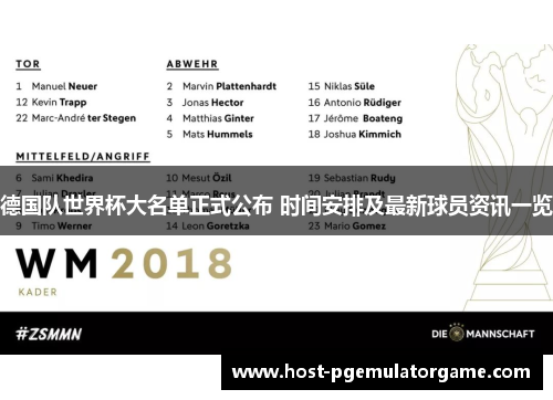 德国队世界杯大名单正式公布 时间安排及最新球员资讯一览