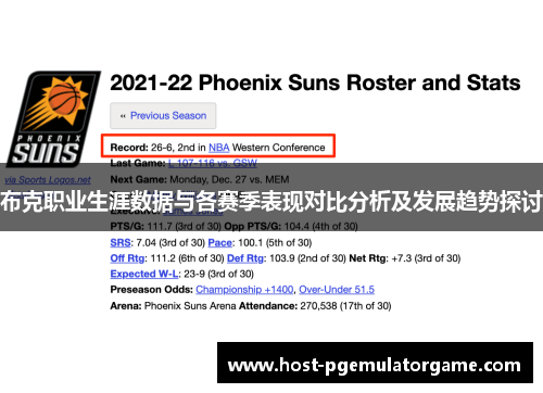 布克职业生涯数据与各赛季表现对比分析及发展趋势探讨